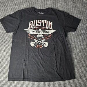 Austin Shirt Mens Large Black Live Music Capital ATX Texas Graphic Tee USA